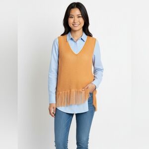 Edun Orange Fringe Tank Swester Vest Size Medium